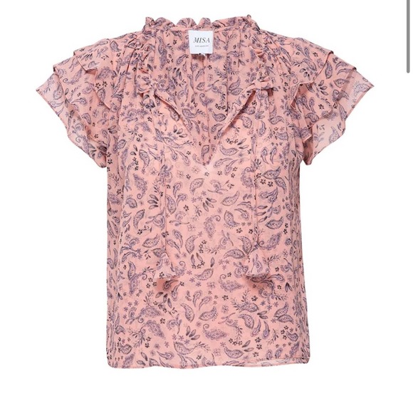 misa los angeles pink paisley chiffon skirt nahla  + top Maria set Size Medium - Picture 11 of 13